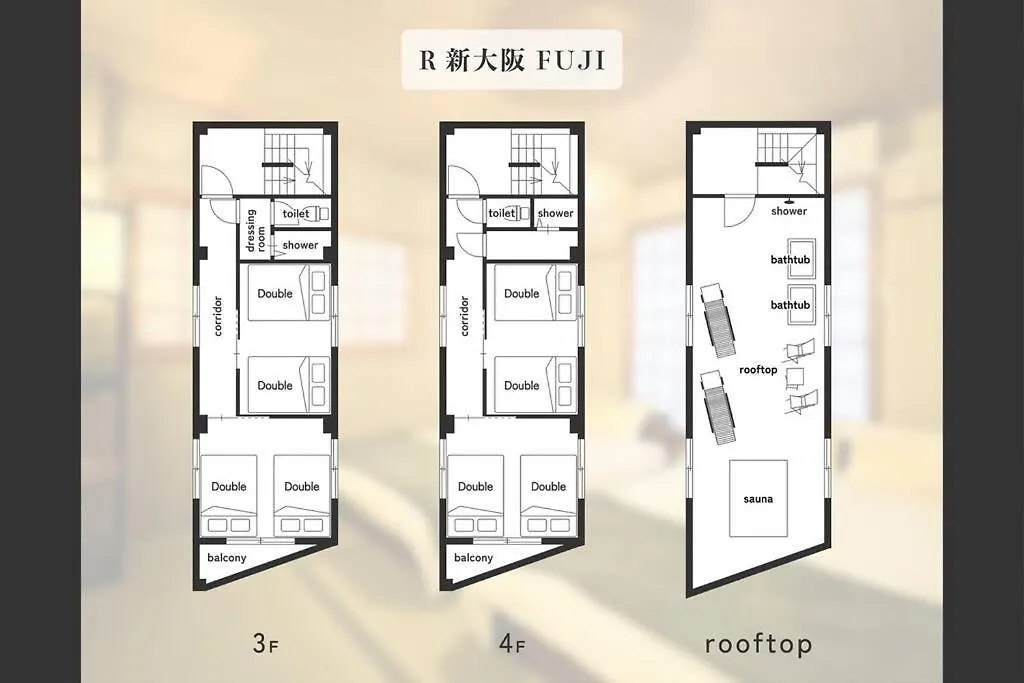 R 新大阪 Fuji サウナ付きの５ldk　3つのお風呂でグループで楽しめます。 Villa Japan
